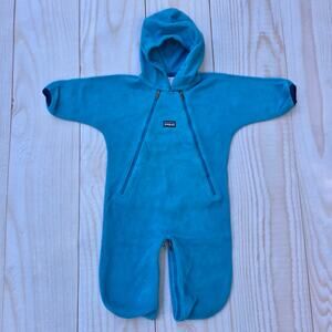 Patagonia Synchilla Bunting Fleece Baby Infant 6 Months One Piece Zip Blue